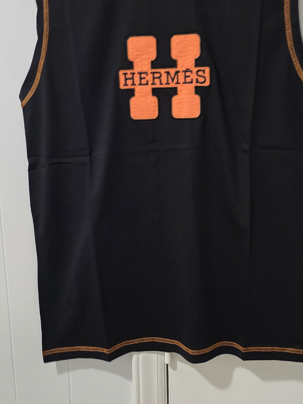 Hermès Black Tank with Orange H Logo